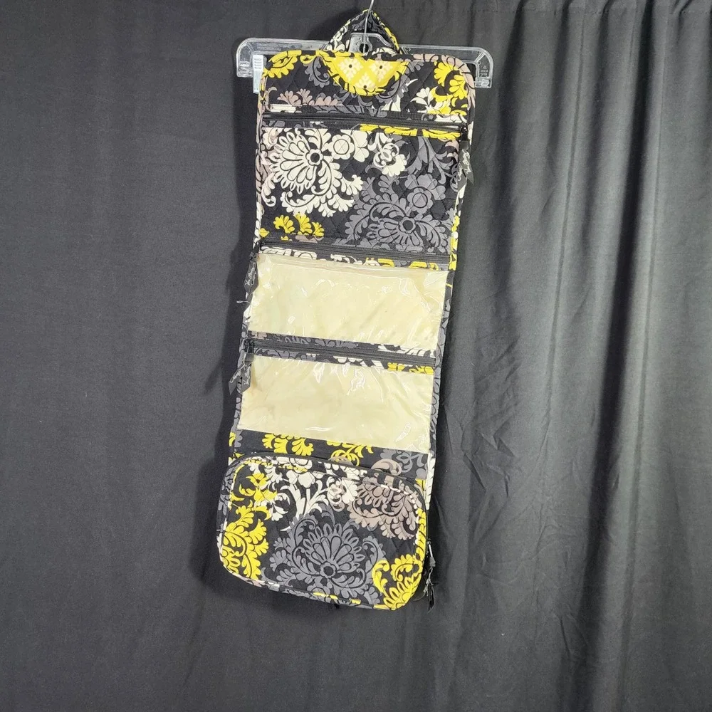 Vera Bradley Hanging Travel Organizer Bag Cosmetic Makeup Black Floral‎ Yellow